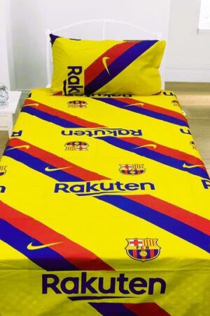 FC Barcelona Official Single Bed Set – Away Kit Edition (Yellow) ⚽💛🔵🔴