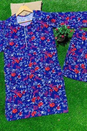 Royal Blue Floral Khaddar Suit 🌺❄️