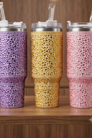 Crystal Bling Quencher Tumbler with Straw